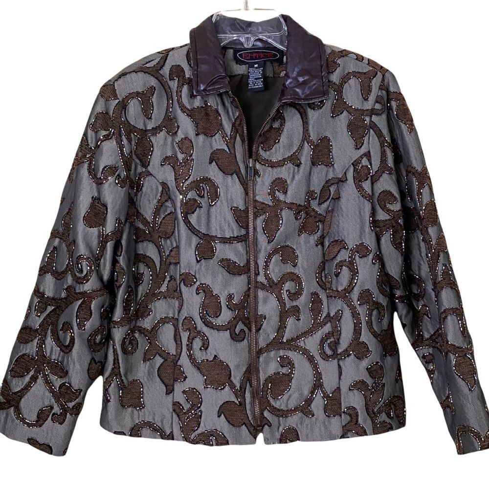 Vintage ENTICE Exclusive 3-D Zippered Embellished Jacket Size Medium